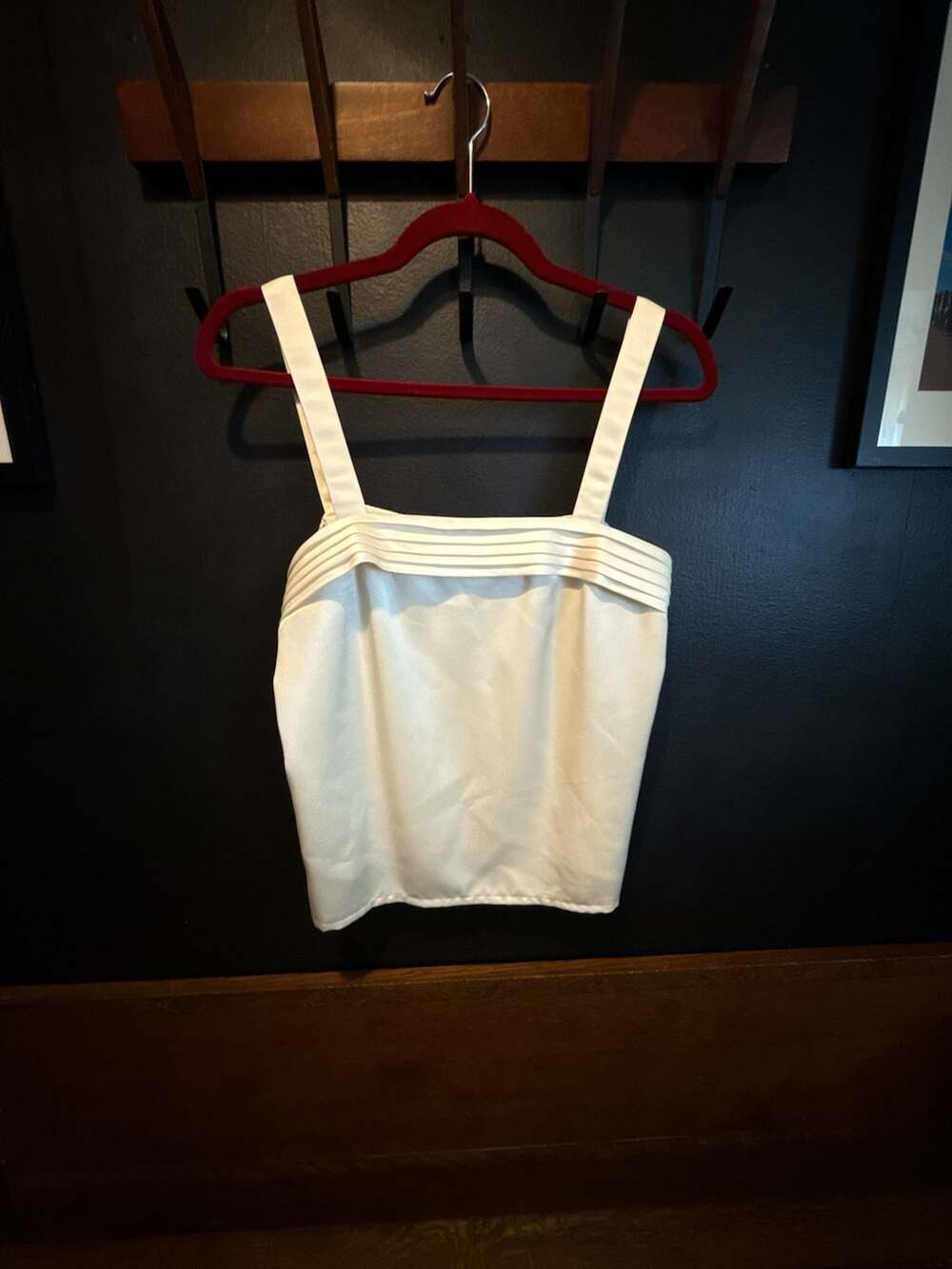Vintage Albert Nipon Pleated Camisole Top Size 8 Ivory Satin